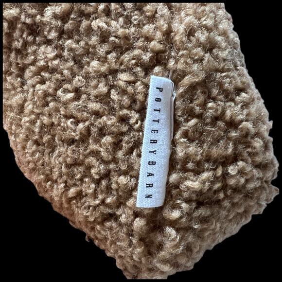 POTTERY BARN Cozy Teddy Faux Fur Dog Pillow Sherpa Plush Puppy Bell Collar - Picture 7 of 7